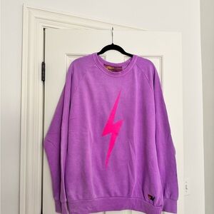 Aviator Nation Purple Sweatshirt with Pink Lightning Bolt NWOT